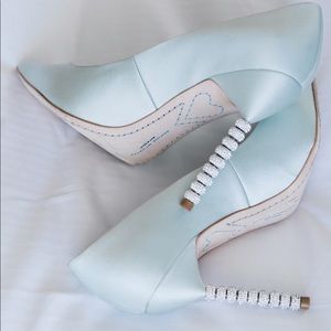 Sophia Webster ice blue bridal shoes